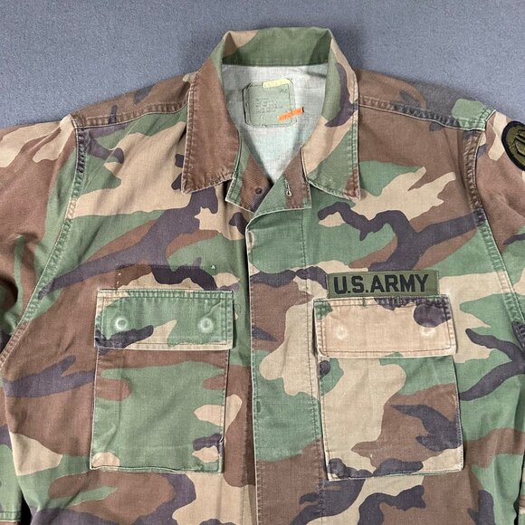 US Army Mens Small Regular USNG Camo Woodland Military Combat DD Patch Jacket - Picture 3 of 12